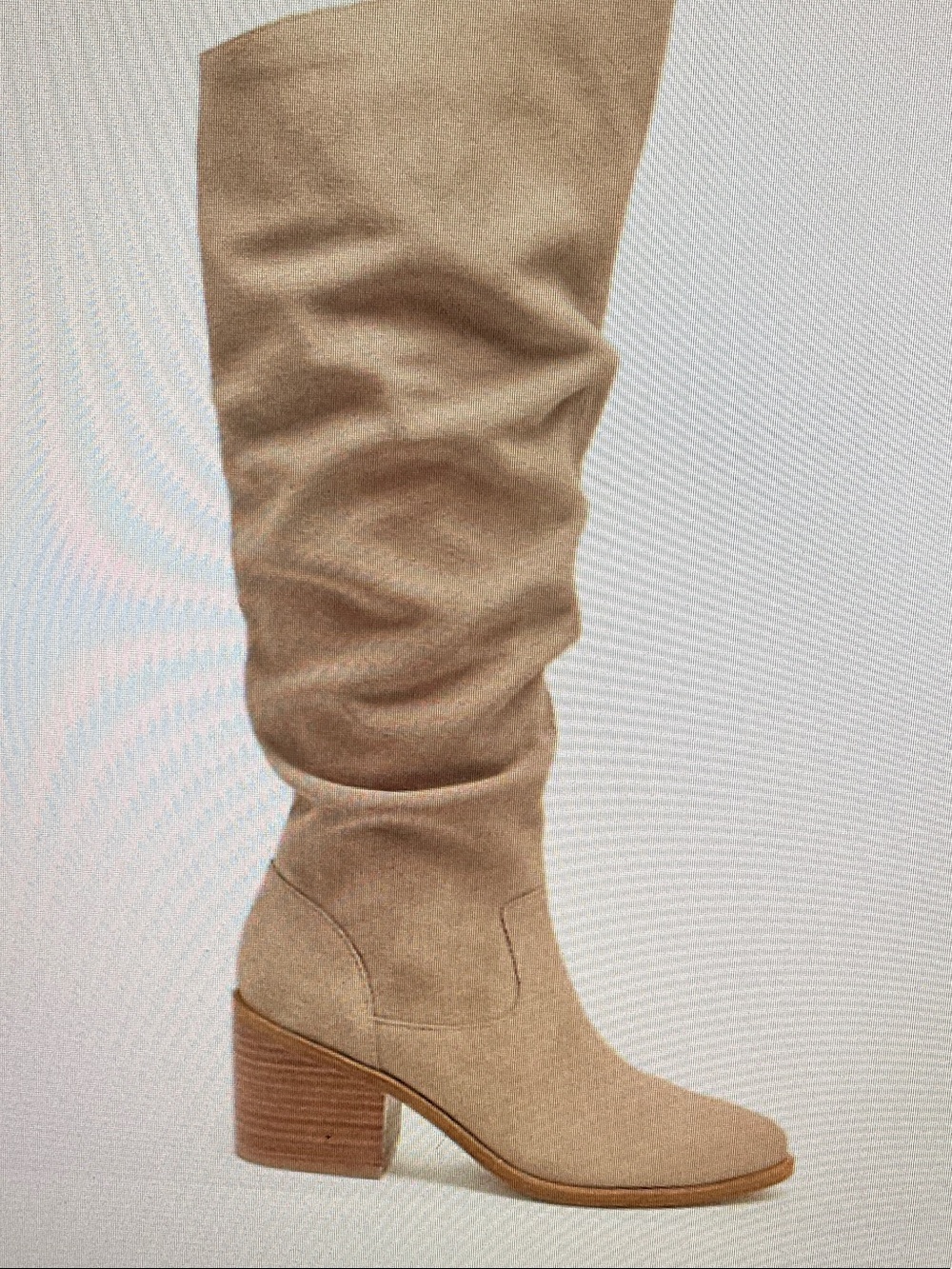 Women's Faux Suede Ankle Booties with Stacked Heel in Tan